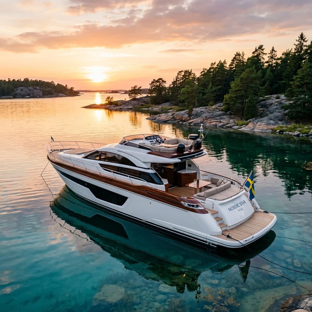 Lyxyacht i skärgården